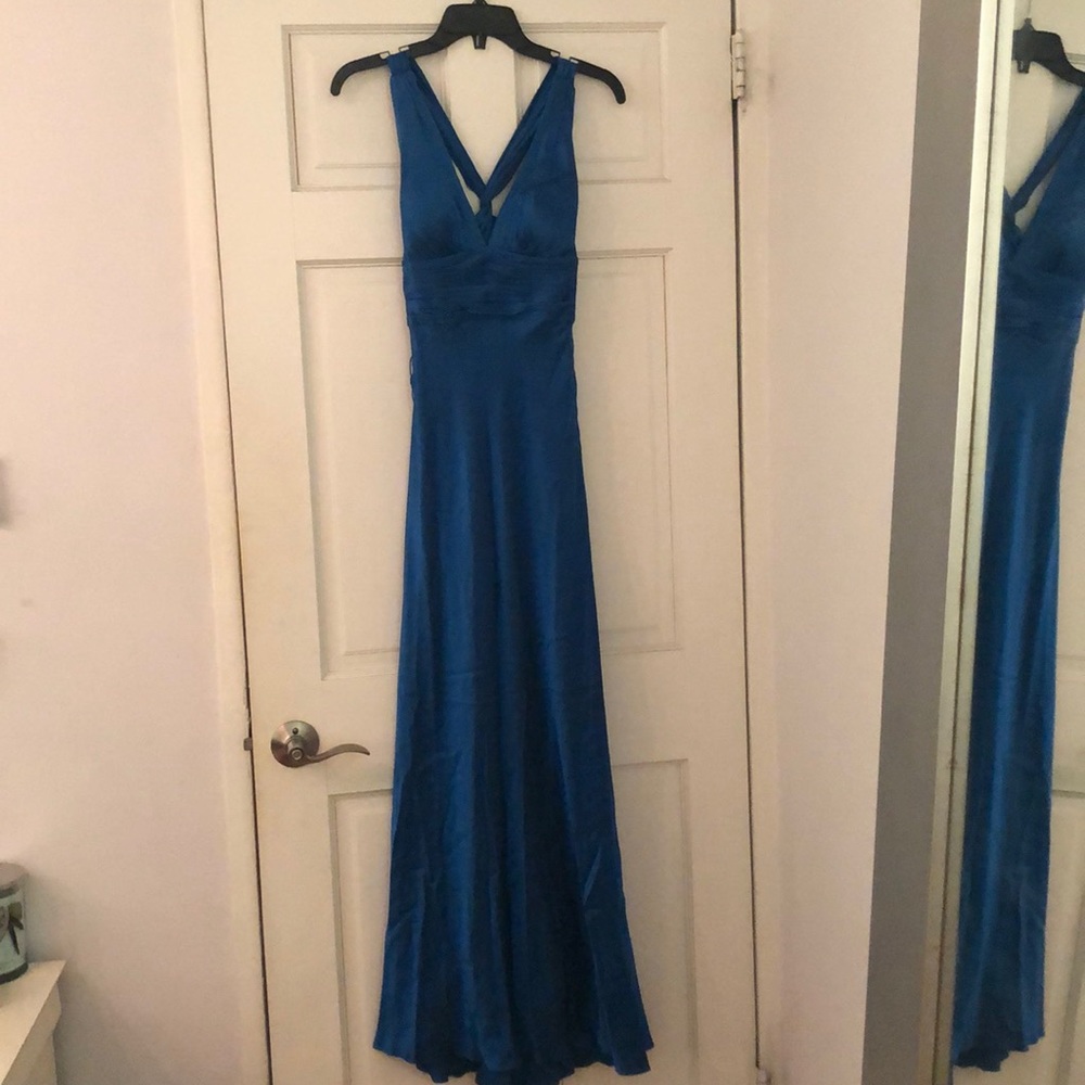 Adrianna Papell Blue Halter Gown